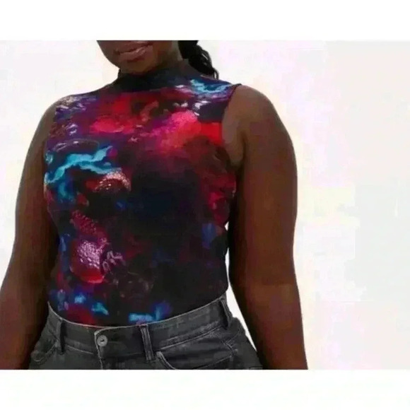 NEW Torrid Plus Sz 3X 22/24 Foxy Mesh Mock Neck Tank Top Casual Sleeveless Shirt - Picture 3 of 7